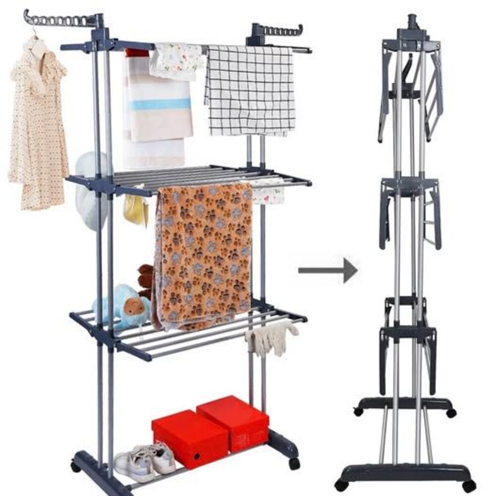 BRAND NEW IN BOX 🔥 ProAid 3-Tier Collapsible Rolling Clothes Drying Rack